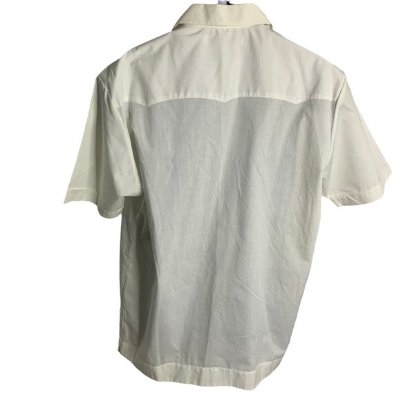Monte Carlo Guayabera Shirt M Cream Button Up Embroidered Short Sleeves NEW - Picture 4 of 6